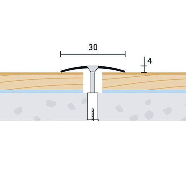 30×4 mm | Prechodový profil vŕtaný – nerez brúsená