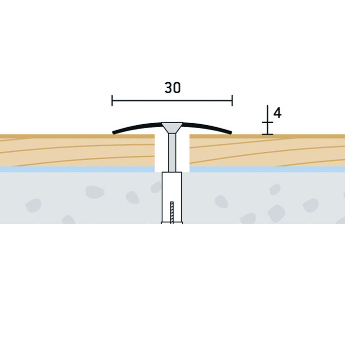 30×4 mm | Prechodový profil vŕtaný – nerez brúsená
