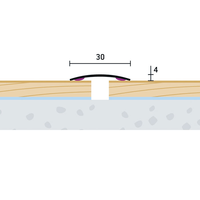30×4 mm | Prechodový profil samolepiaci – nerez brúsená
