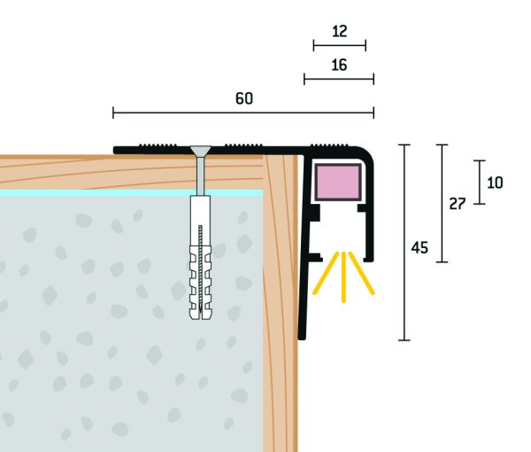 1085_schodovy-profi-pre-led-60x45-1 60×45 mm | Schodový profil vŕtaný pre LED osvetlenie