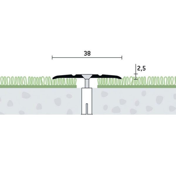 38×2,5 mm | Prechodový profil vŕtaný