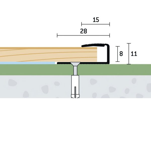 28x11x8 mm | Ukončovací profil vŕtaný