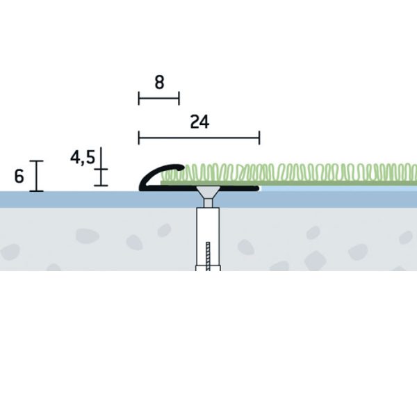 24x6x4,5 mm | Ukončovací profil vŕtaný