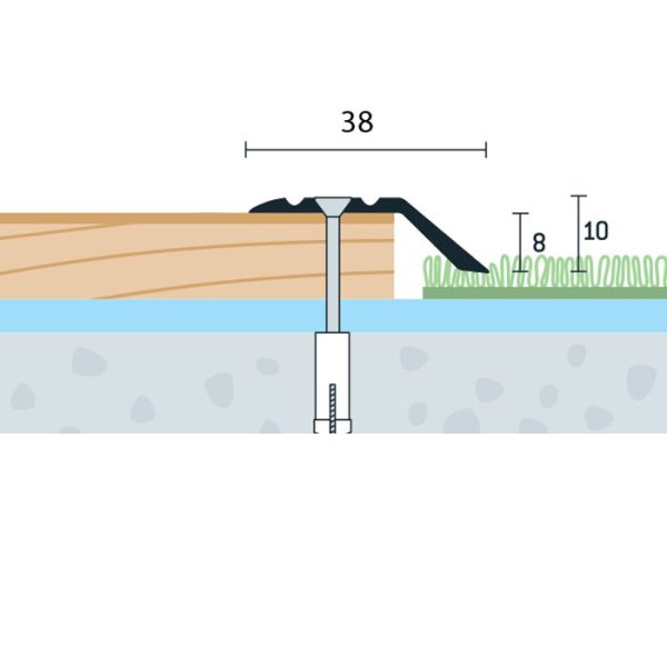 38x10x8 mm | Ukončovací profil vŕtaný