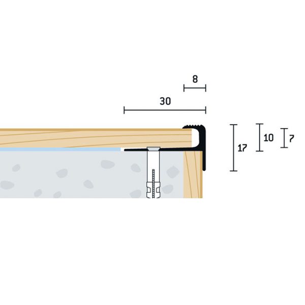 941_sp-30x17x7-v-1 30x17x7 mm | Schodový profil vŕtaný